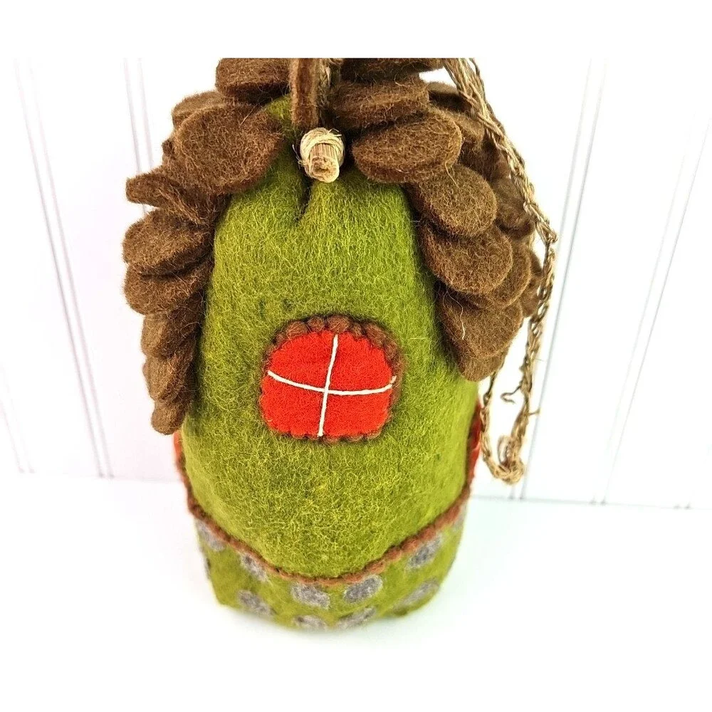 Wild Woolies Felted Wool Birdhouse Forest House Green 10 In Natural Materials